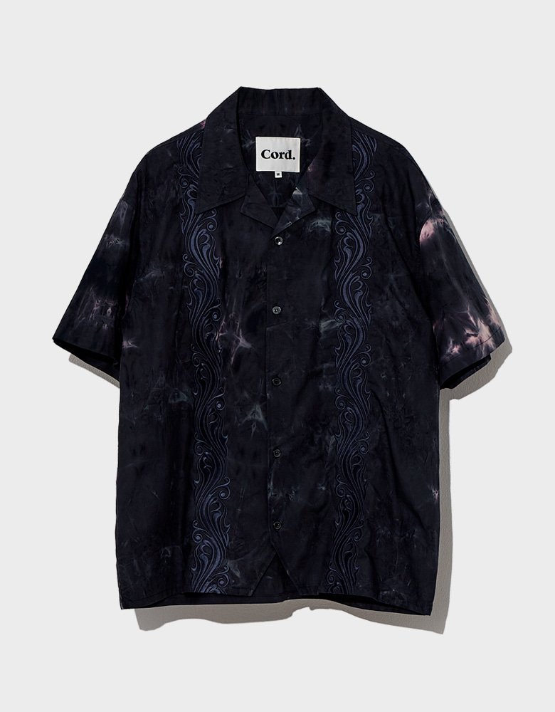WAVE EMBROIDERY OPEN COLLAR SHIRT_TIE-DYE NV